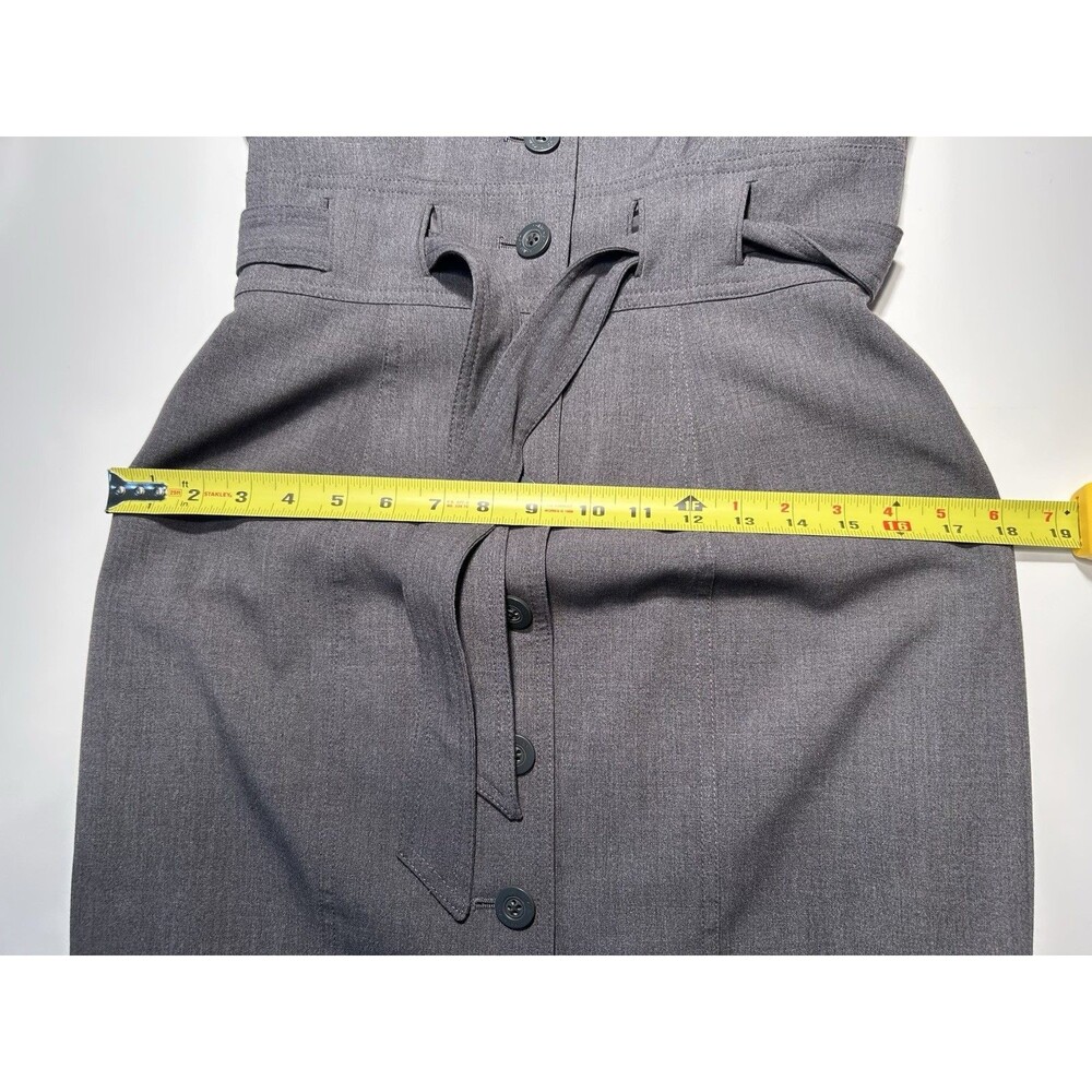 CALVIN KLIEN WOMEN’S SIZE 6 CAP SLEEVE BUTTON STRETCH BELTED GRAY CAREER DRESS - Picture 12 of 13
